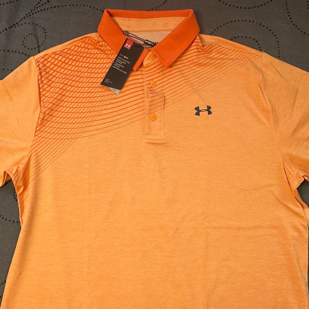 UNDER ARMOUR GOLF HEATGEAR HEATHER ORANGE POLO SHIRT SIZE XL OR L MEN NWT $64.99